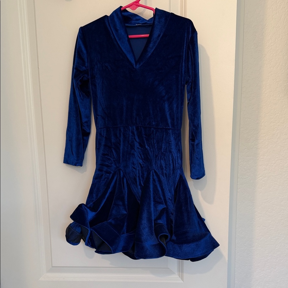 Elegant Blue Velvet Dress